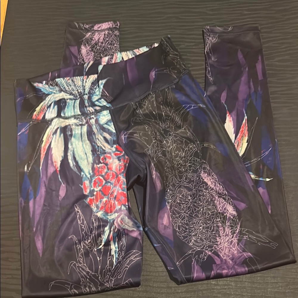 Purple and Blue Artistic Botanical Leggings